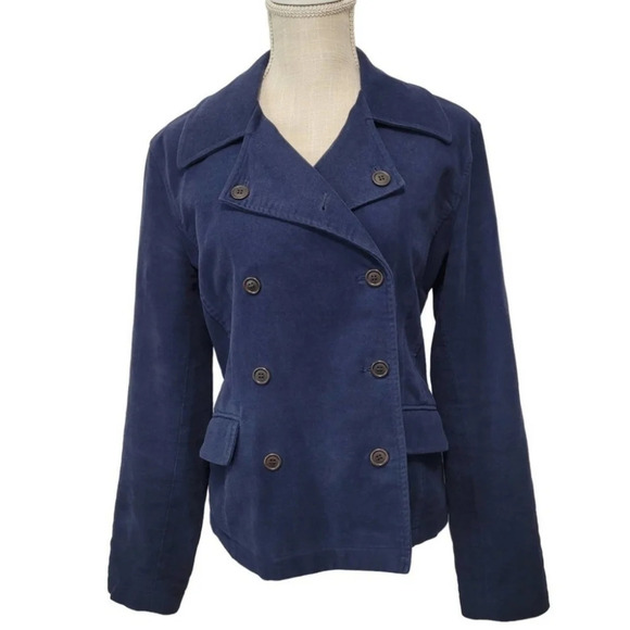 J.Crew Vintage Double Breasted Peacoat Navy Blue Size 12 Sailor Military Preppy - Picture 2 of 7